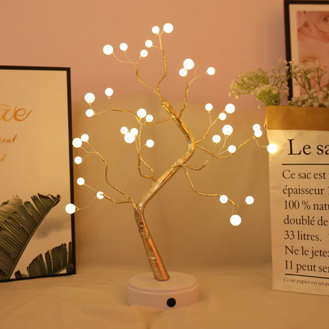 LED USB Fire Tree Light Copper Wire Table Lamps Night Light