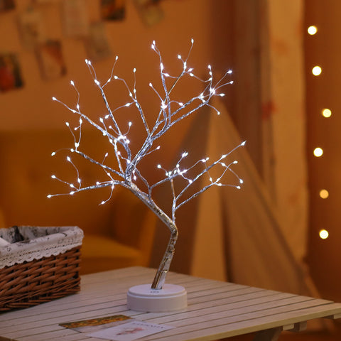 LED USB Fire Tree Light Copper Wire Table Lamps Night Light